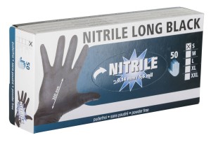 Rękawice Nitrile Long Black, rozmiar S, czarne, 50 szt., Kerbl