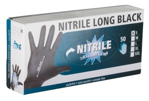 Rękawice Nitrile Long Black, rozmiar XL, czarne, 50 szt., Kerbl