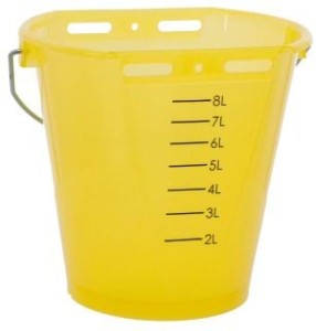 Wiadro do pojenia cieląt, Food Safe", ze skalą, 8 l, transparentne, żółte, Kerbl"