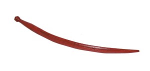 Ząb ładowacza, wygięty zamykający, profil podwójne T 36x760 mm końcówka szpiczasta z nakrętką M22x1.5 czerwony SHW