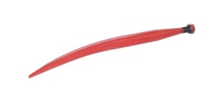 Ząb ładowacza, wygięty zamykający, profil kwadratowy 35.5x585 mm końcówka szpiczasta z nakrętką M20x1.5 czerwony