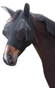 Maska przeciwowadowa dla konia, z uszami, FinoStretch, czarny, roz. Pony, Covalliero