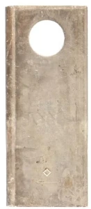 Nożyk kosiarki rotacyjnej lewy 120x49x4 mm otwór Ø 21 mm okrągły pasuje do Pöttinger
